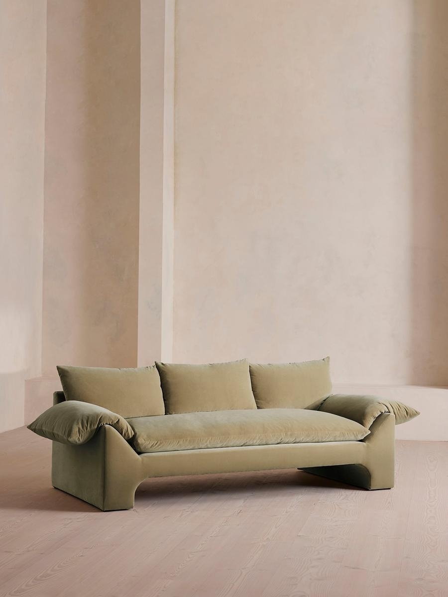 Wyatt Three Seater Sofa, Velvet, Lichen, US - Image 0