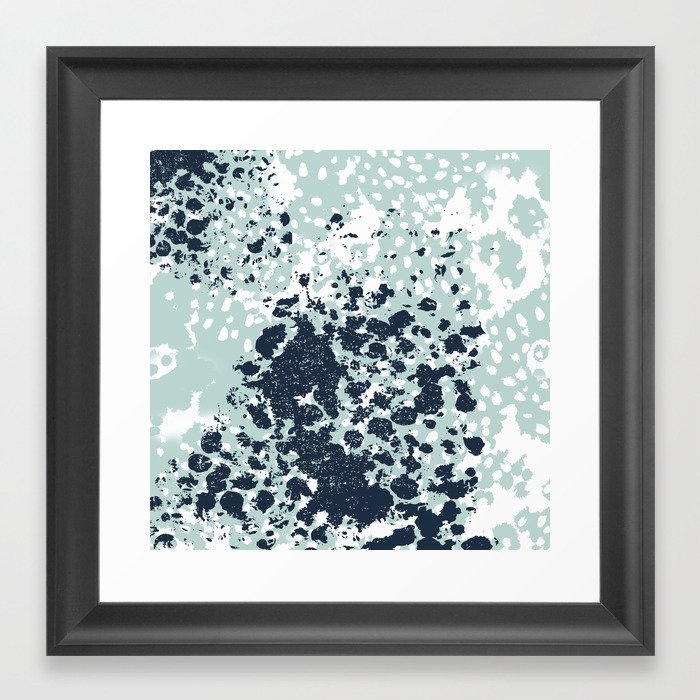 Izzie - Abstract Painting Navy Mint White Trendy Color Palette Summer Bright Decor Framed Art Print by Charlottewinter - Scoop Black - X-Small 10" x 10"-12x12 - Image 0