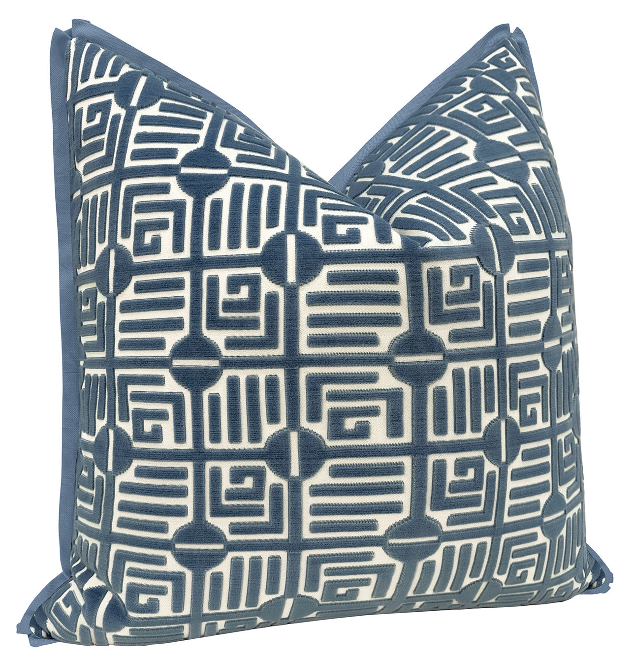 LABYRINTH VELVET // NAVY | THIBAUT - 20" X 20" / BUTTERFLY FLANGE / Olive - Image 1