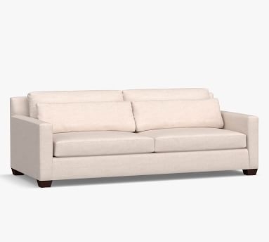 York Square Arm Upholstered Deep Seat Loveseat 72", Down Blend Wrapped Cushions, Performance Heathered Basketweave Platinum - Image 4