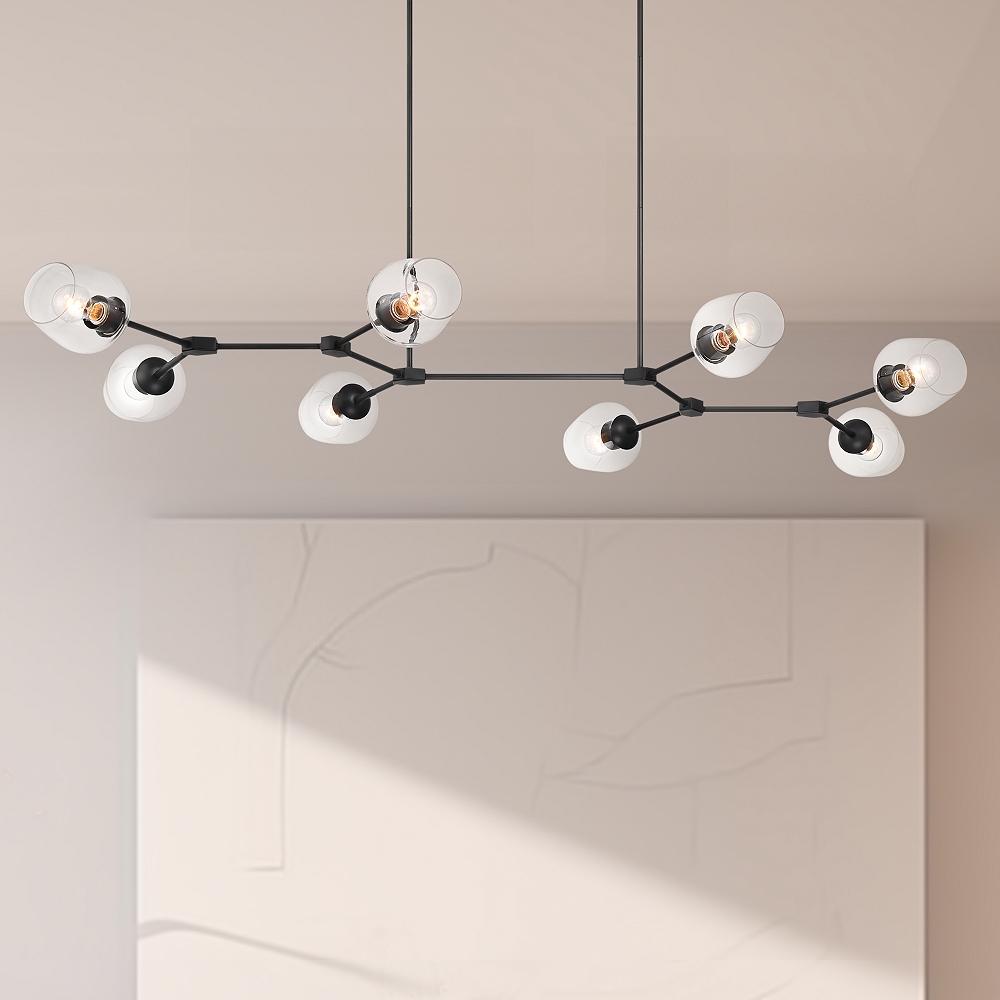 Possini Euro Cosgrove 73" Matte Black 8-Light Island Sputnik Pendant - Image 0