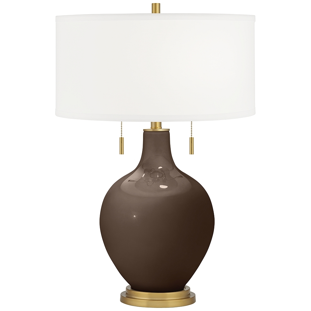 Color Plus Toby Brass 28" Carafe Brown Glass Table Lamp - Image 0