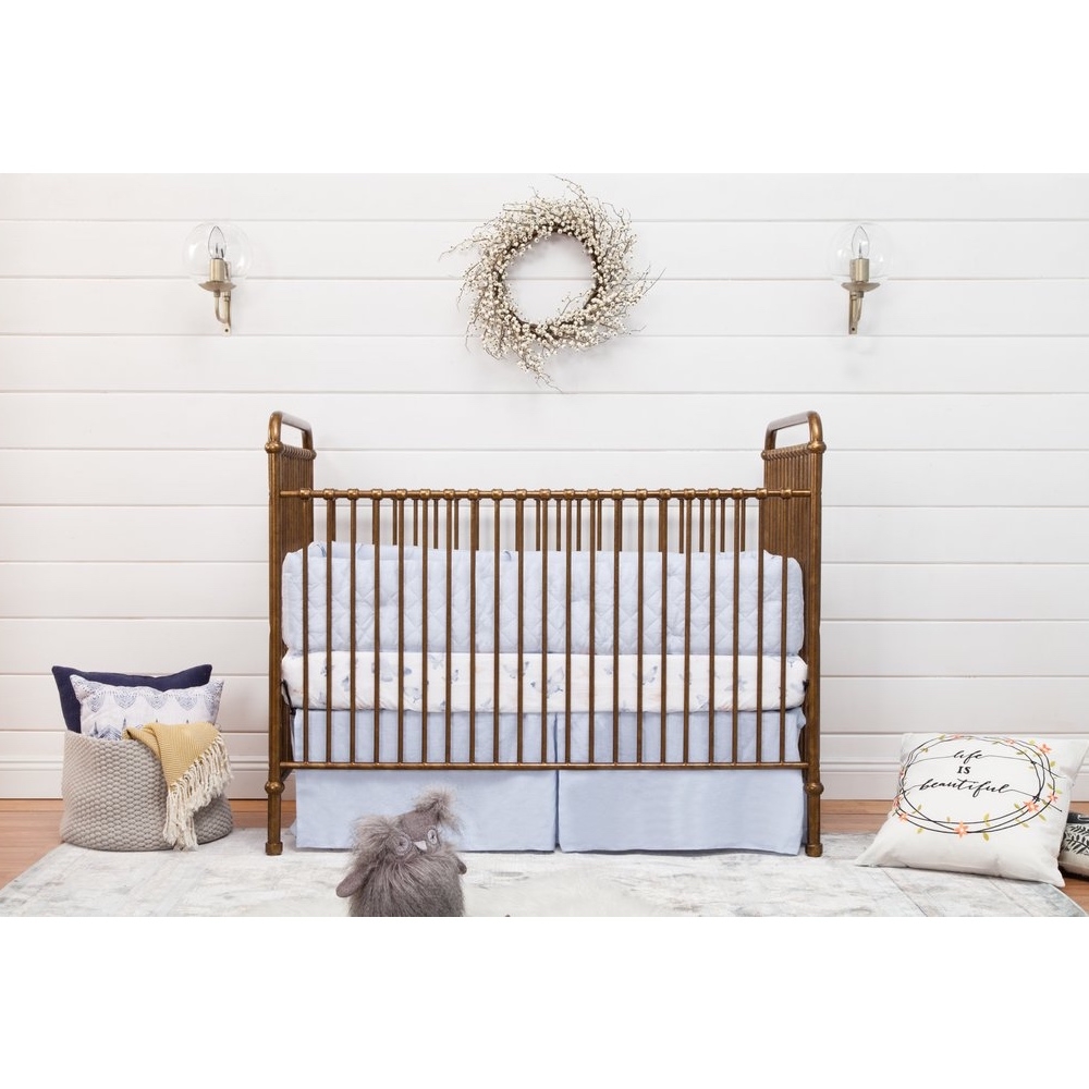Aurora French Country Vintage Gold Steel Convertible Crib - Image 3