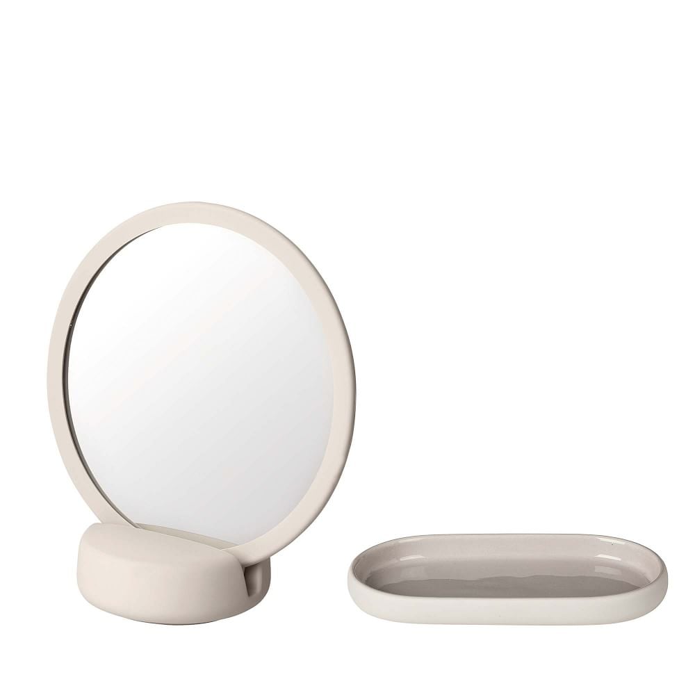 SONO Vanity Mirror & Oval Tray, Cream, Set of 2 - Image 0