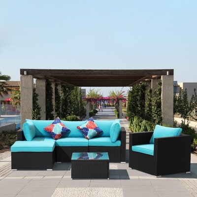 Antamo 6 Piece Rattan Sectional Seating Group with Cushions - Image 0