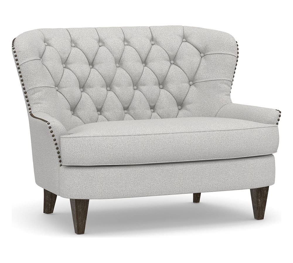 Cardiff Upholstered Settee, Polyester Wrapped Cushions, Park Weave Ash - Image 0