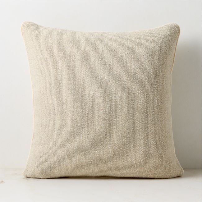 Strada Off-White with Light Brown Tweed Italian Wool Throw Pillow Cover 20"x20" - Image 0