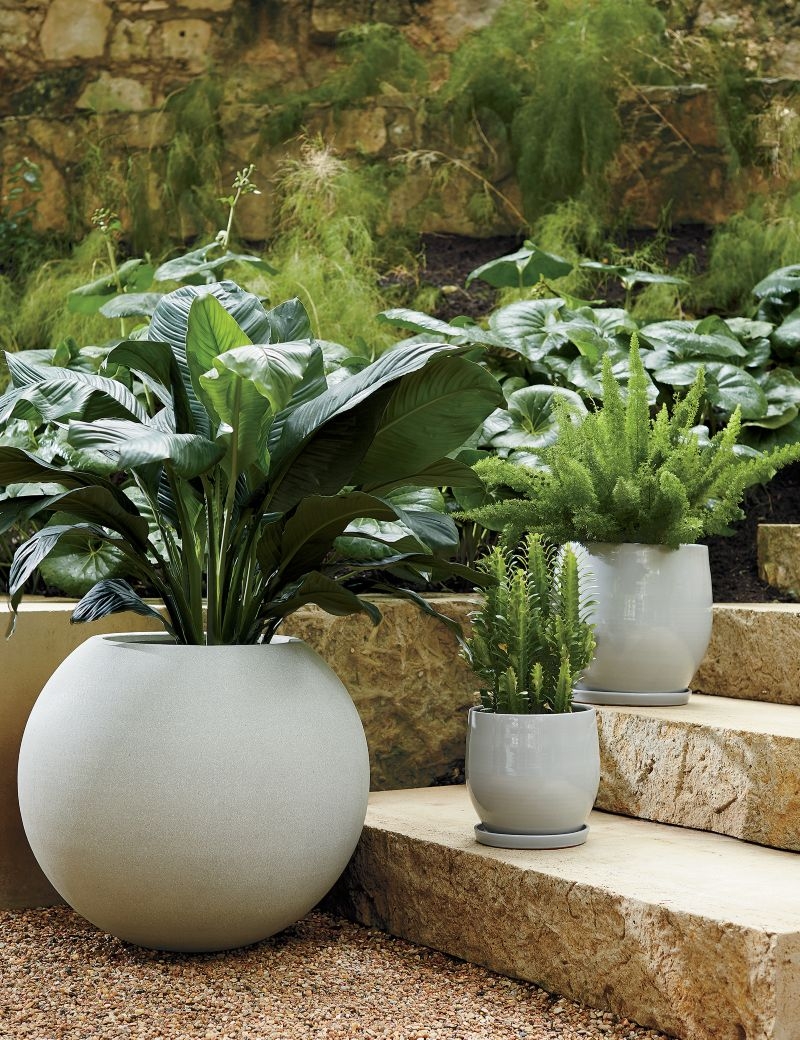 Sphere Small Light Grey Indoor/Outdoor Planter 20" - Image 5