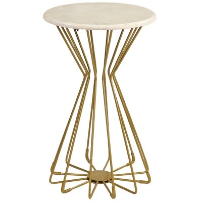 Mercer41 & Co. Gold Layla Marble End Table - Image 0