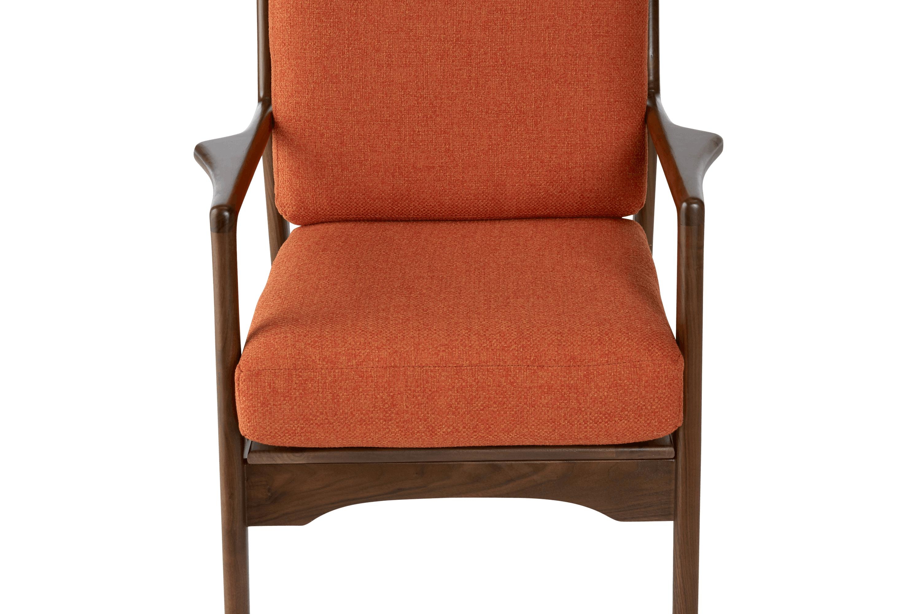 Orange Collins Mid Century Modern Chair - Vibe Sunkist - Walnut - Image 4