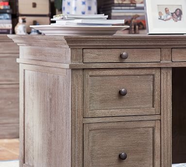 Livingston 75" Executive Desk with Drawers, Dusty Charcoal - Image 3