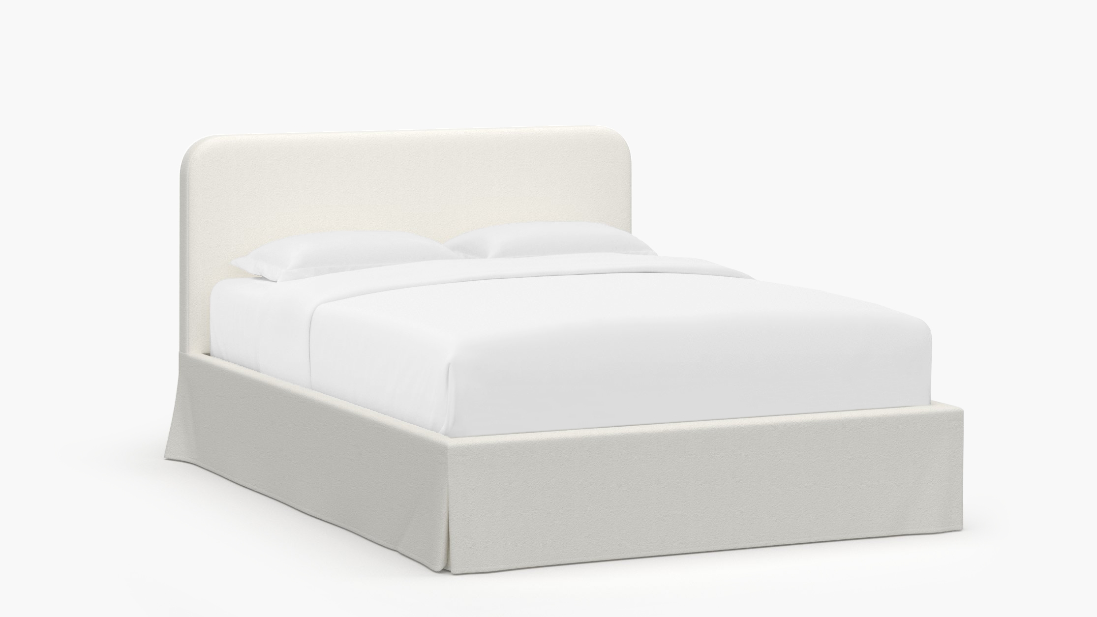Skirted Platform Bed, Snow Boucle, Twin - Image 1