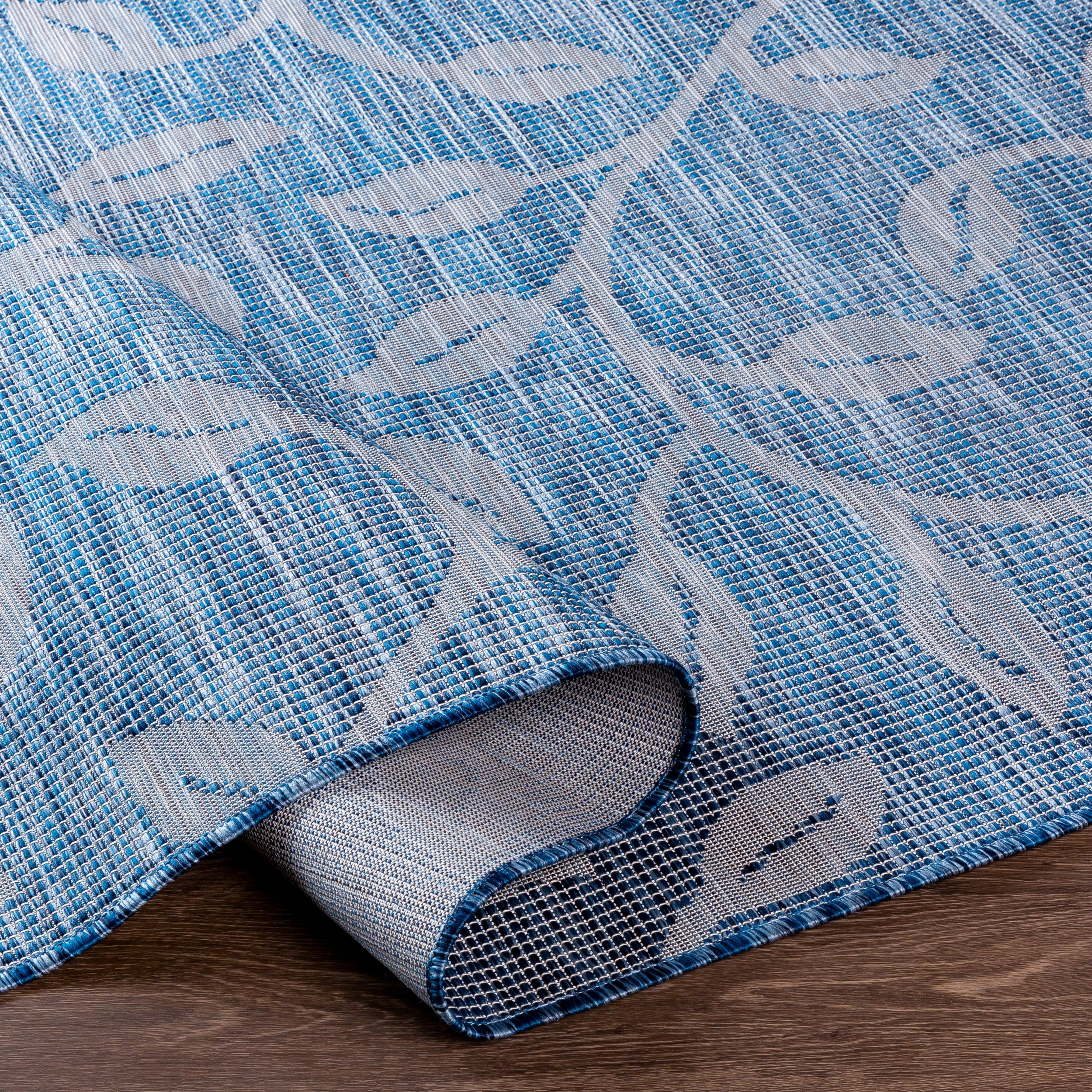 Pasadena Blue Outdoor 6'4" x 9' Machine Woven Rug - Image 4