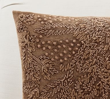 Deana Chenille Embroidered Lumbar Pillow Cover, 16 x 26", Bronze - Image 1