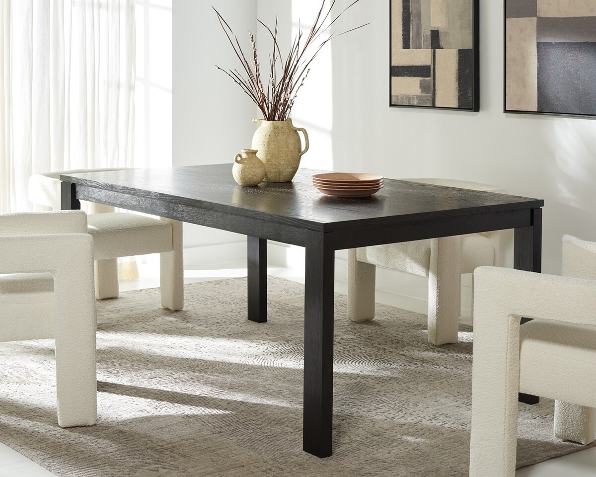 Deirdra Wood Rectangle Dining Table - Black - Image 1