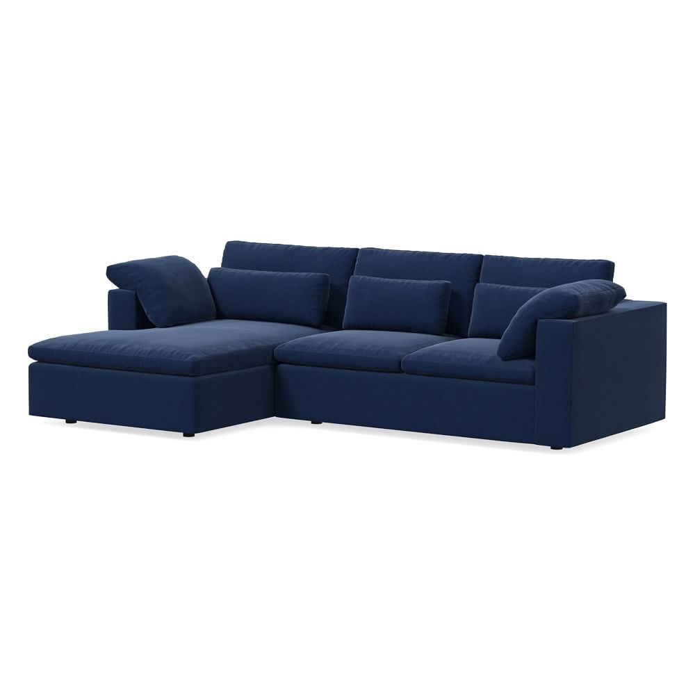 Harmony Modular 122" Left Multi Seat 2-Piece Chaise Sectional, Standard Depth, Performance Velvet, Ink Blue - Image 0