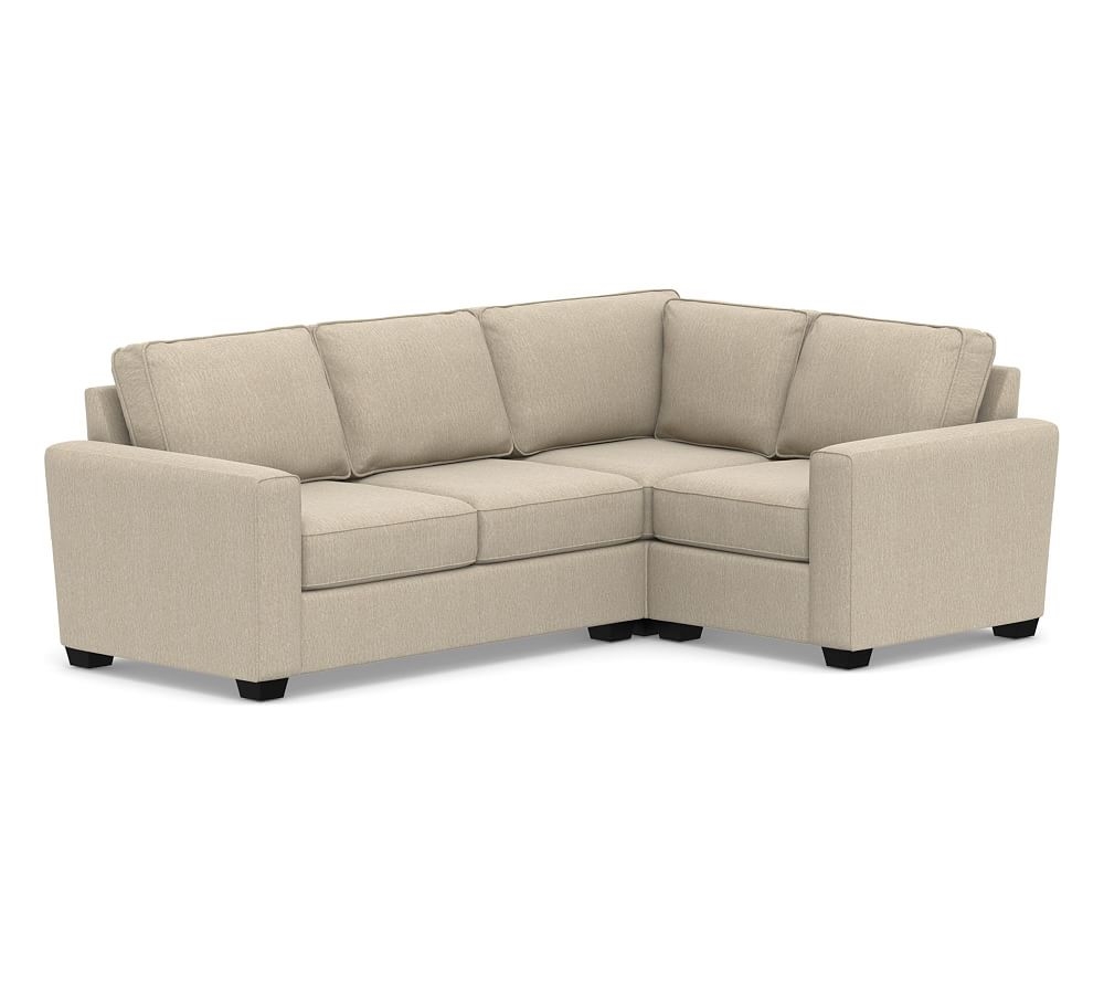 SoMa Fremont Square Arm Upholstered Left Arm 3-Piece Corner Sectional, Polyester Wrapped Cushions, Sunbrella(R) Performance Chenille Cloud - Image 0
