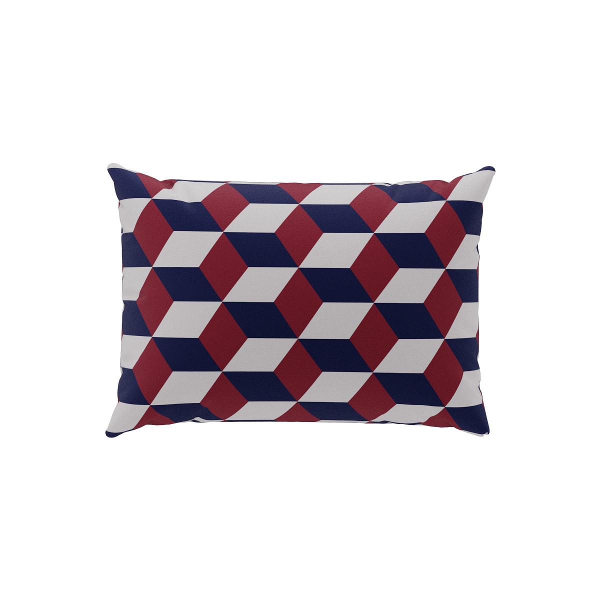 Outdoor Lumbar Pillow | Red Navy Cube - Image 0
