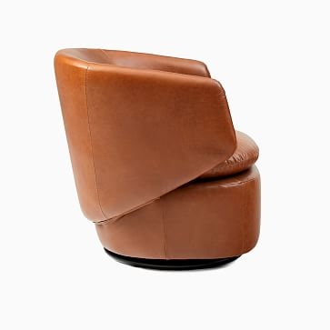 Crescent Swivel Chair, Poly, Vegan Leather, Cinder - Image 3