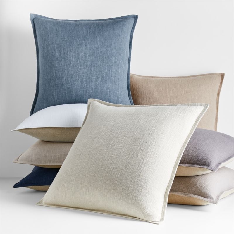 Indigo 20"x20" Laundered Linen Throw Pillow with Down-Alternative Insert - Image 2