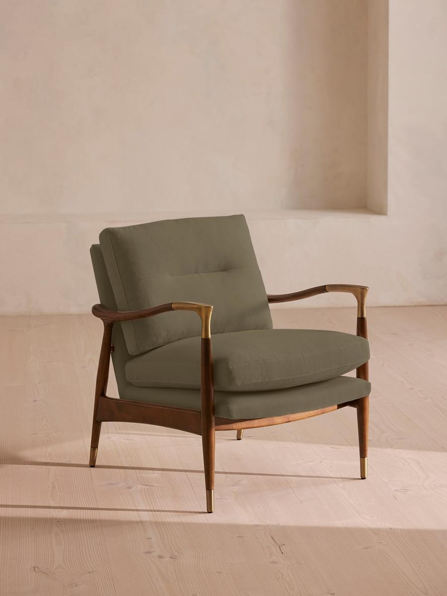 Theodore Armchair, Linen, Sage, US - Image 0