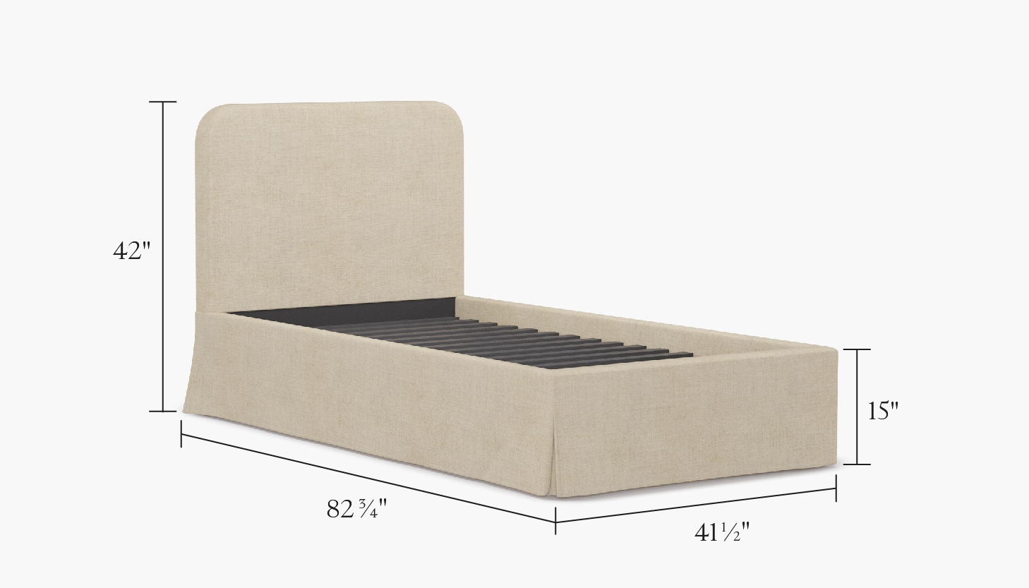 Skirted Platform Bed, Snow Boucle, Twin - Image 2