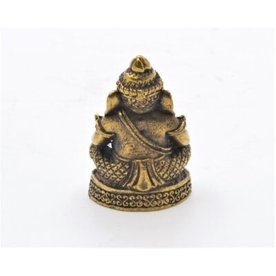 Small Sitting Ganesh Figurine. Handmade On Solid Brass With Gold Plated. 1 Inch Tall - Image 0