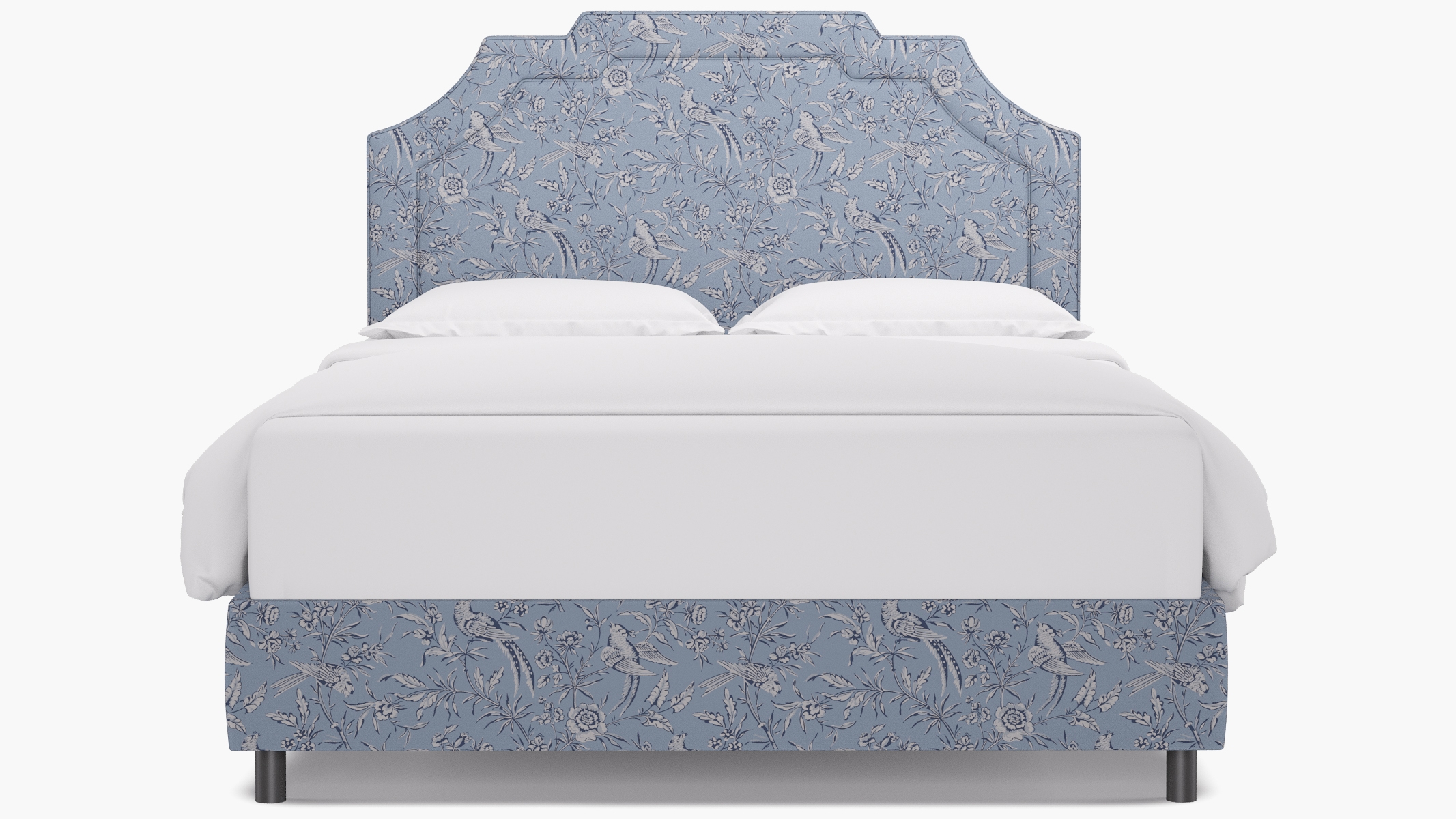 Art Deco Bed, Blue Aviary, Queen - Image 1