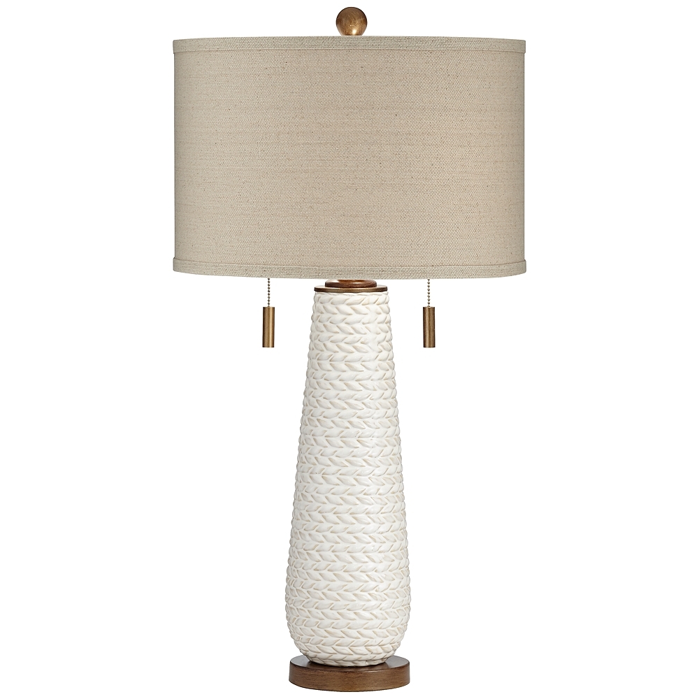 Possini Euro Kingston White Ceramic Pull Chain Table Lamp - Style # 79G43 - Image 0