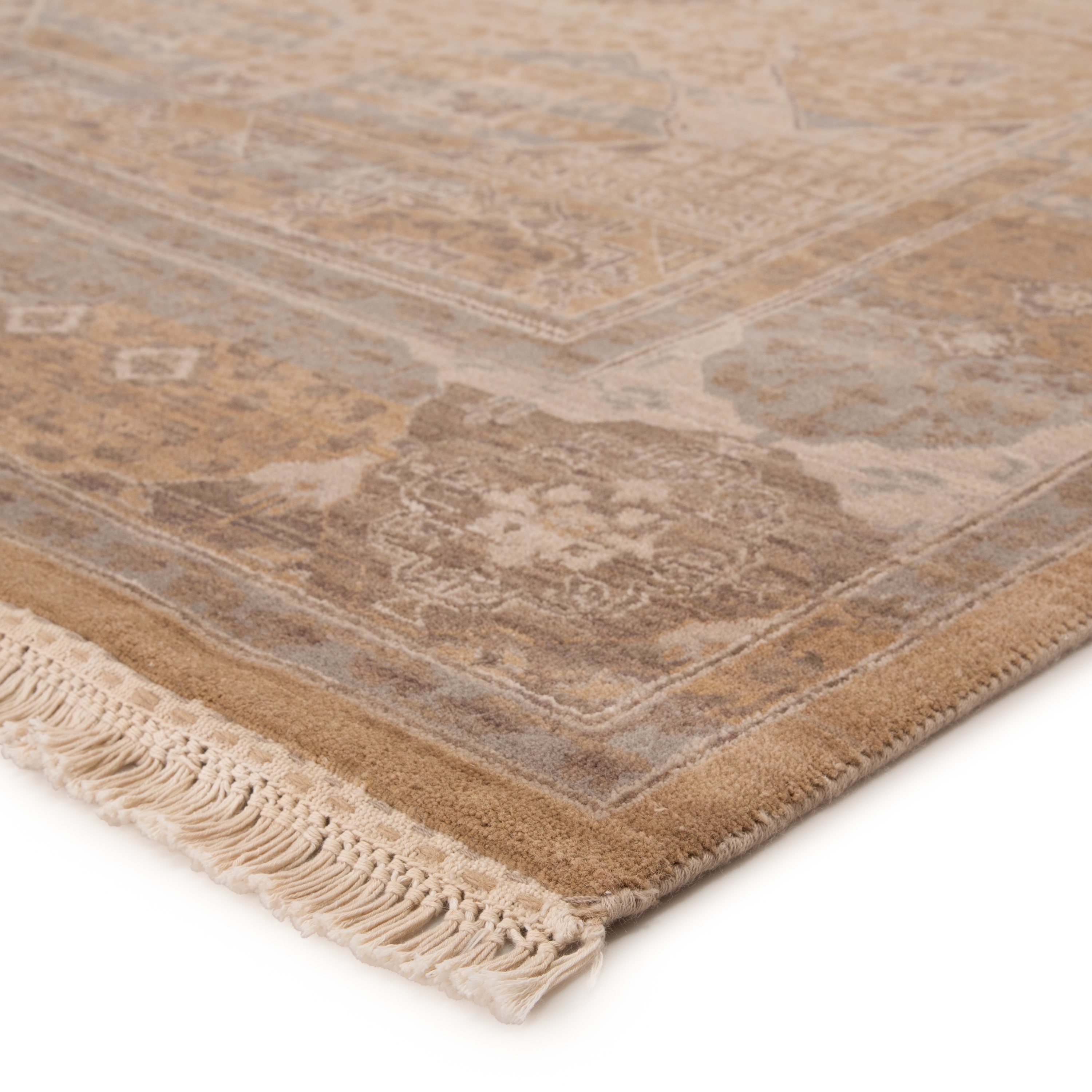 Jenny Jones by Levant Hand-Knotted Medallion Beige/ Light Gray Area Rug (8'X10') - Image 1