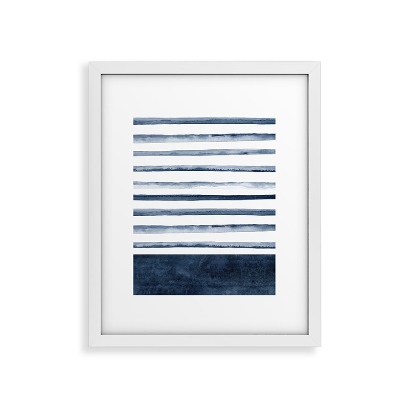 Stripes Watercolor Pattern by Kris Kivu - Framed Art Print Modern White 24" x 36" - Image 0