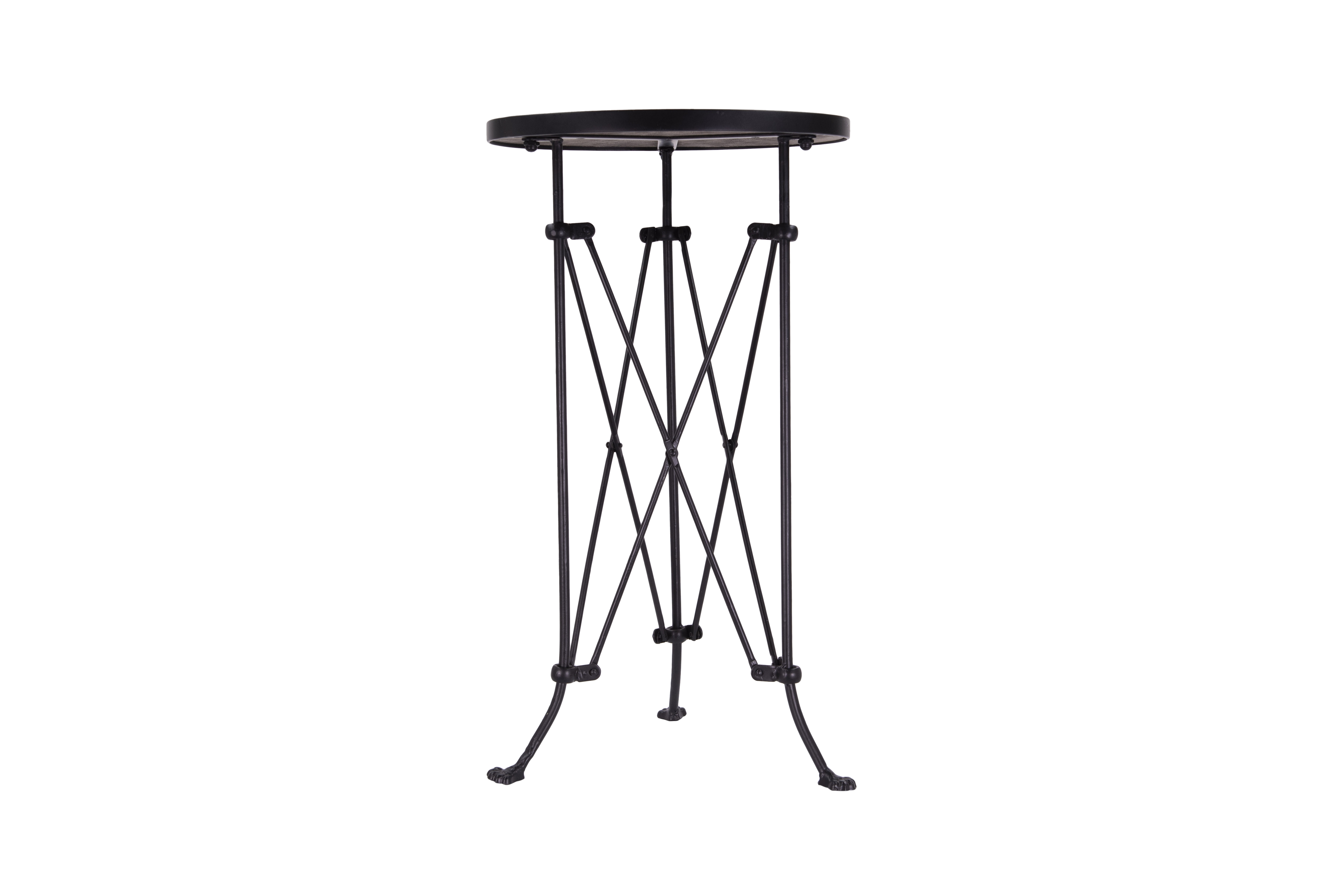 Round Pine Wood Accent Table with Metal Frame - Image 0
