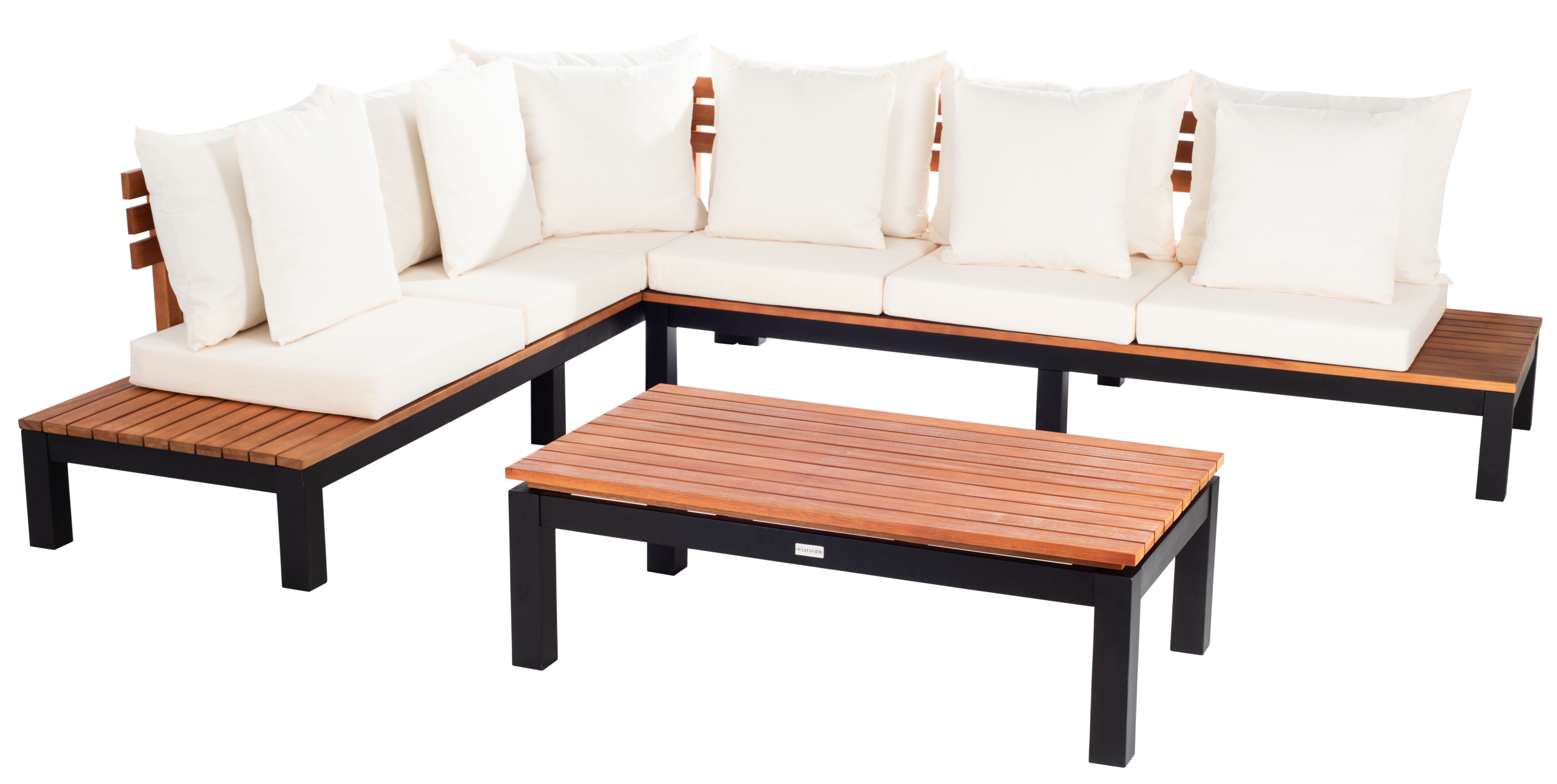 Lansen 4 Pc Corner Living Set - Natural/Navy - Safavieh - Image 3