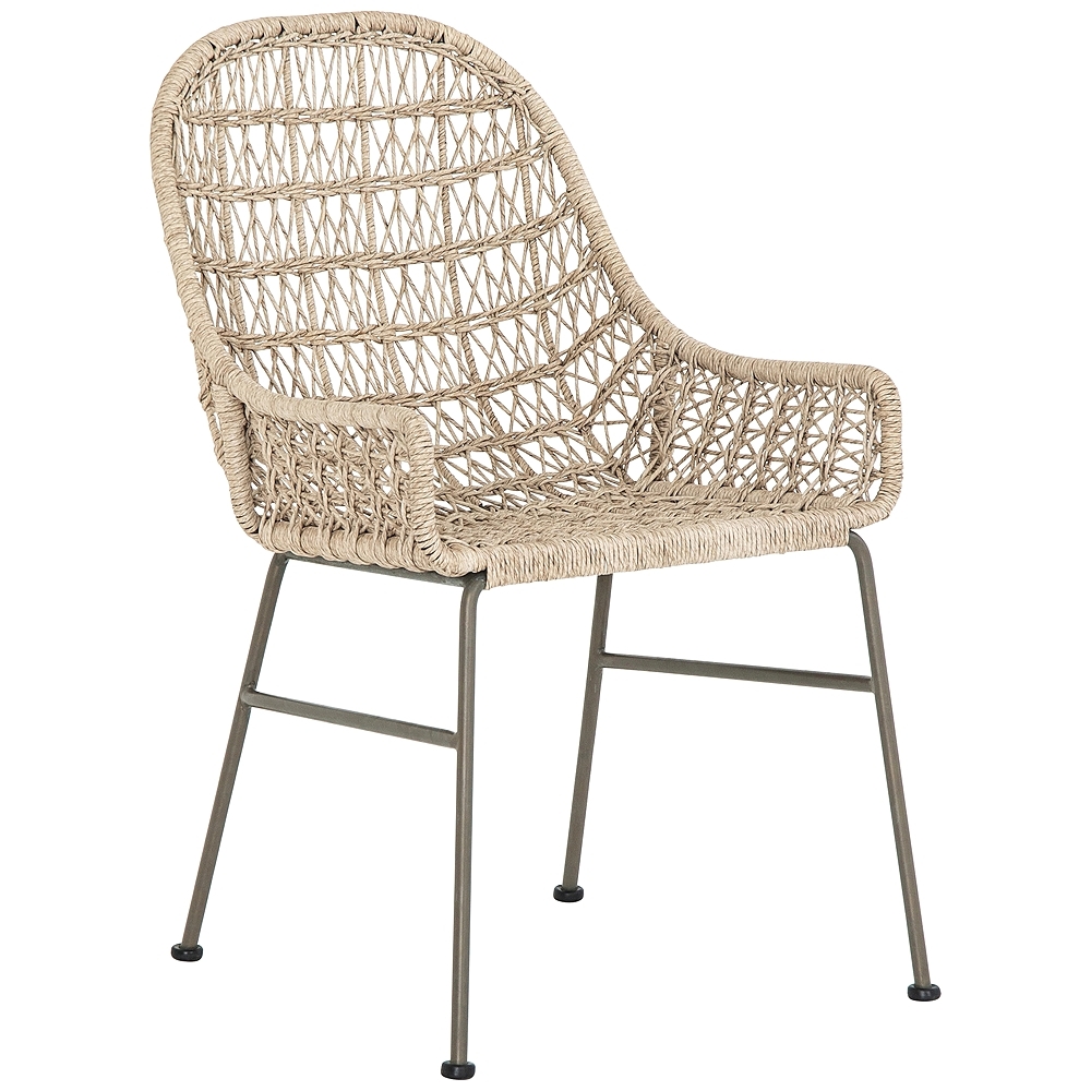Bandera Vintage White Woven Outdoor Dining Chair - Style # 89J22 - Image 0