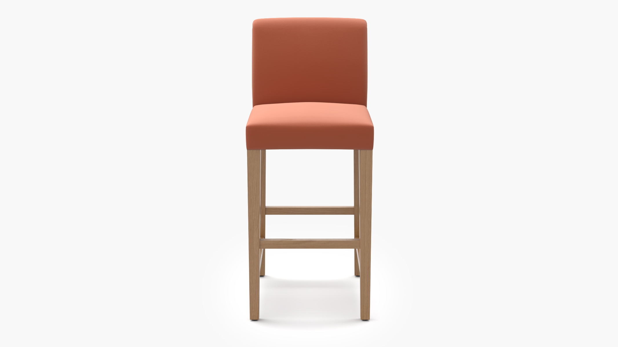 Signature Dining Bar Stool, Coral Performance Velvet, Natural Square Tapered Leg - Image 0