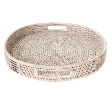 Tava Handwoven Rattan Oval Serving Tray, 18"W, White Wash - Image 5