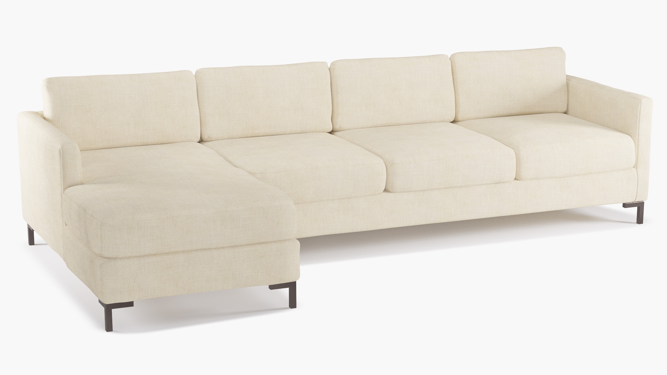 Modern Sectional, Left Facing, Talc Everyday Linen, Bronze L Leg - Image 1