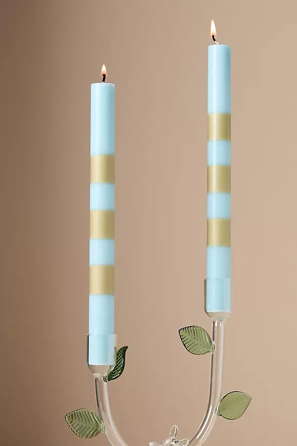 Striped Taper Candles, Set of 2 - Image 0