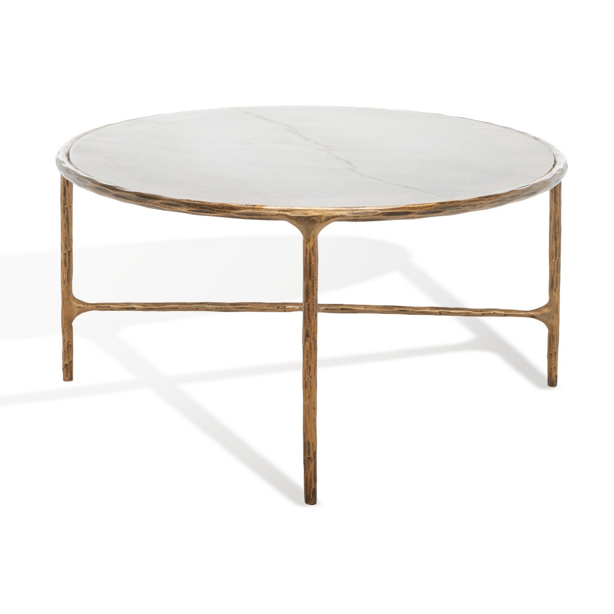 Jessa Oval Metal Coffee Table - Brass/White - Image 5