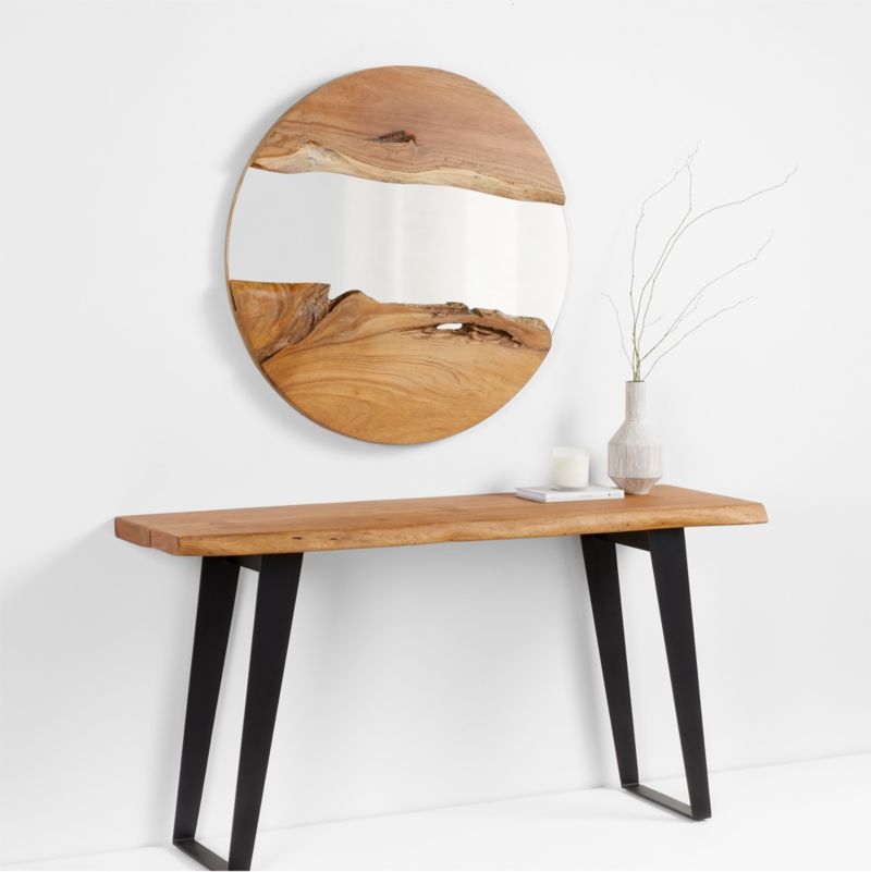 Phlox Live Edge Wood Round Mirror - Image 1