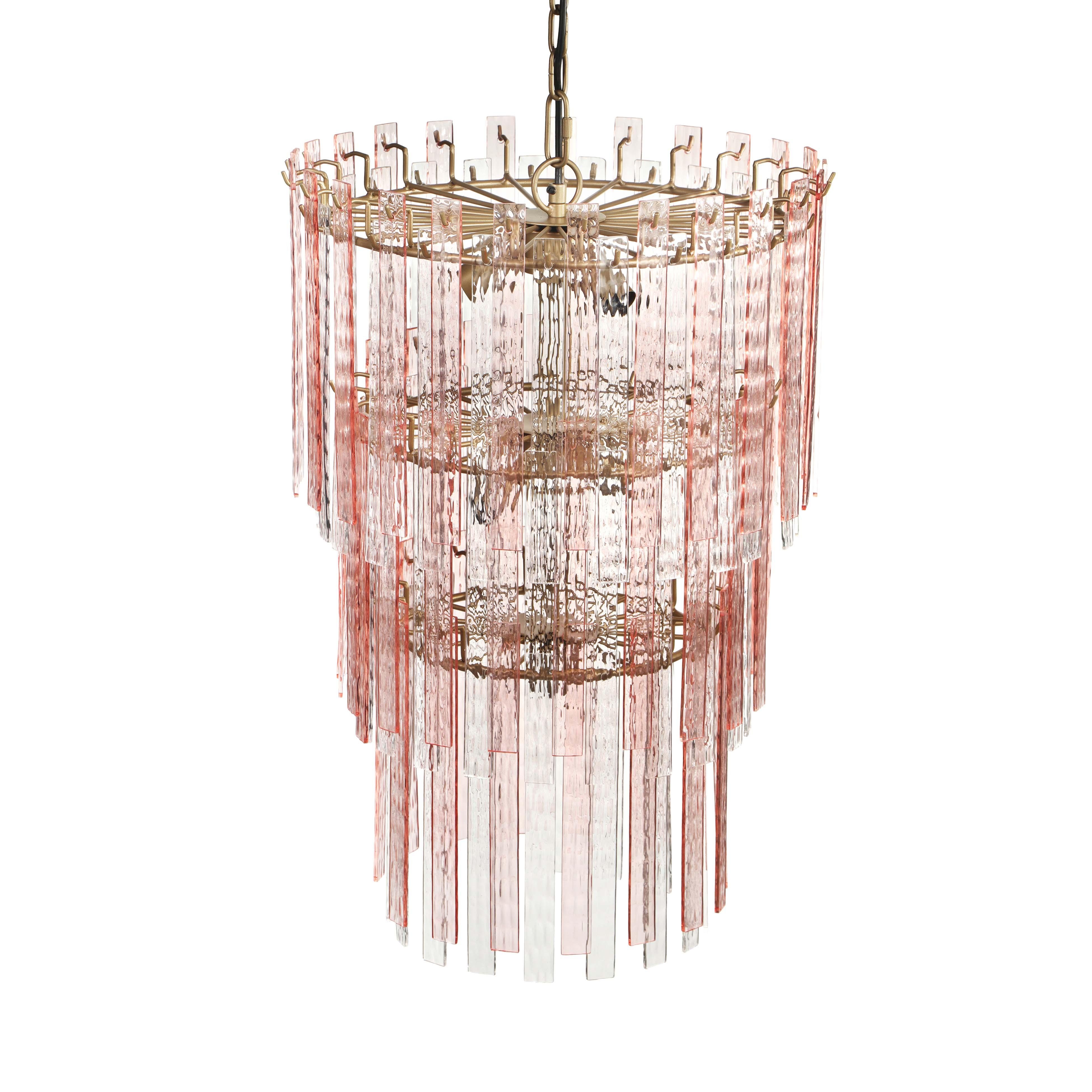 Hampshire Pink Acrylic 3-Tier Chandelier - Image 2
