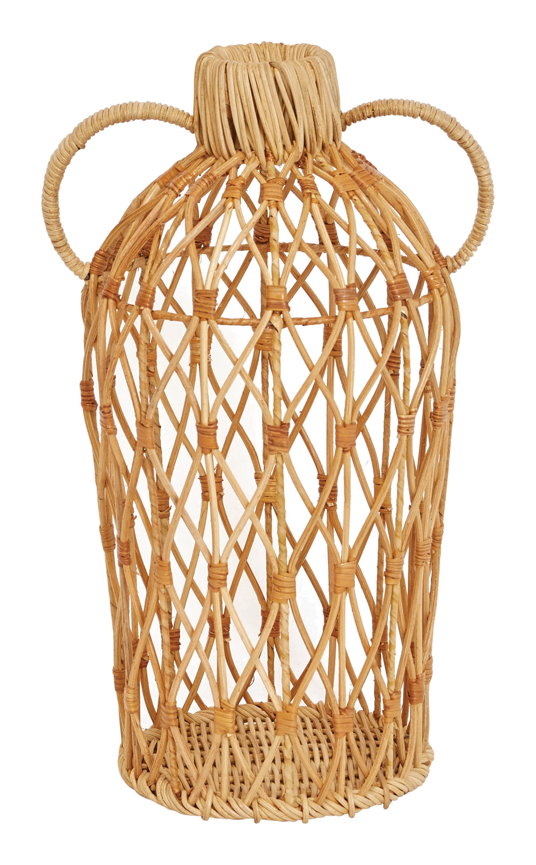 Decorative 17"H Handwoven Rattan Vase with Handles - Image 0