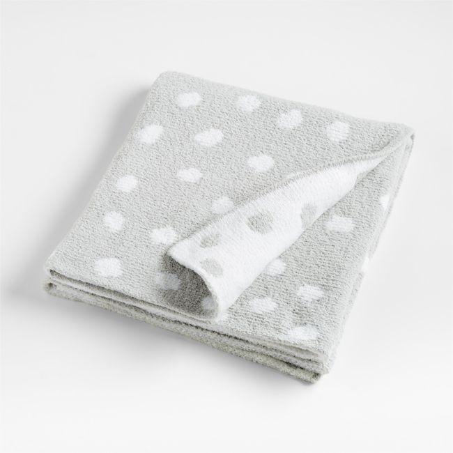 Reversible Grey Chenille Dot Baby Stroller Blanket - Image 0
