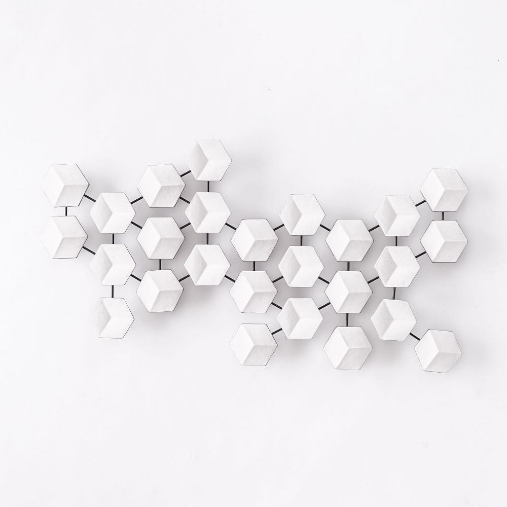 Geometric Ceramic Tile Art, White, Large - Image 0