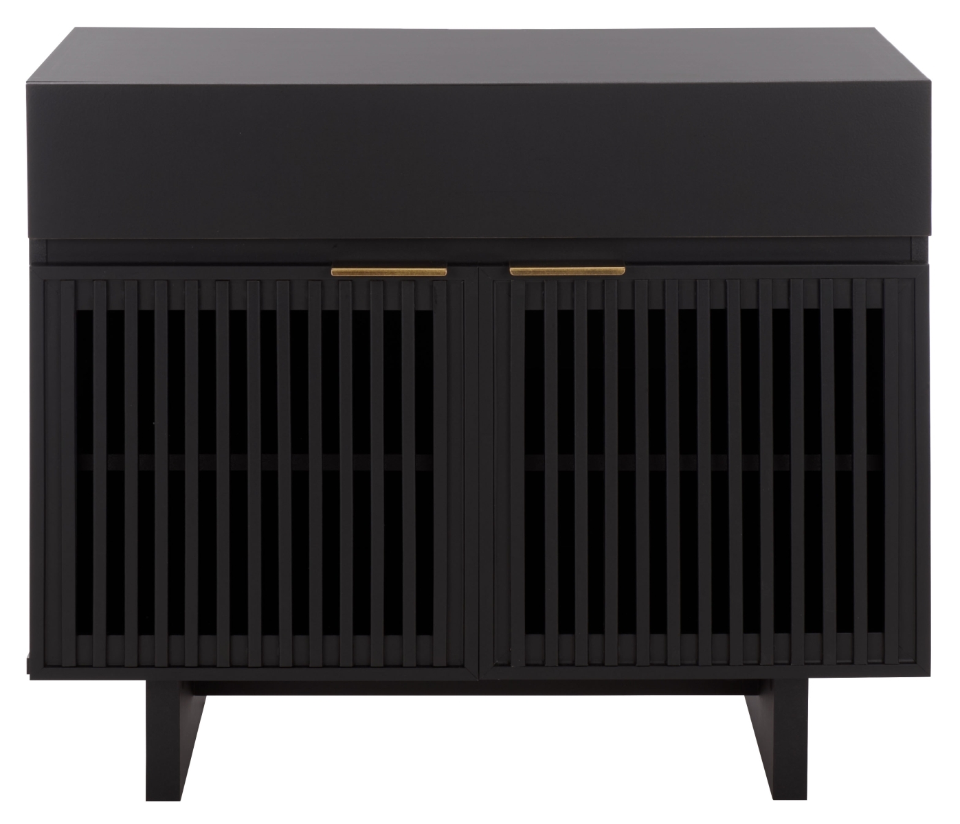 Quaid 1 Drawer 2 Door Nightstand - Black / Brass - Safavieh - Image 0