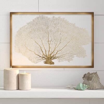 Nautical and Coastal Gold Coral Fan Marine Life by Oliver Gal - Floater Frame Graphic Art Print - Image 0