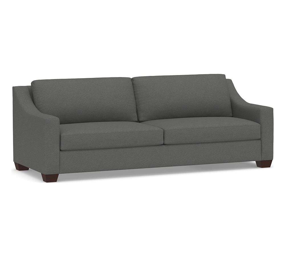 York Slope Arm Upholstered Grand Sofa 95.5", Down Blend Wrapped Cushions, Park Weave Charcoal - Image 0