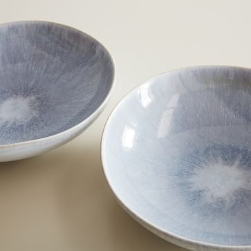 Reactive Glaze Large Pasta Bowl, Set of 4, Black + White - Image 1