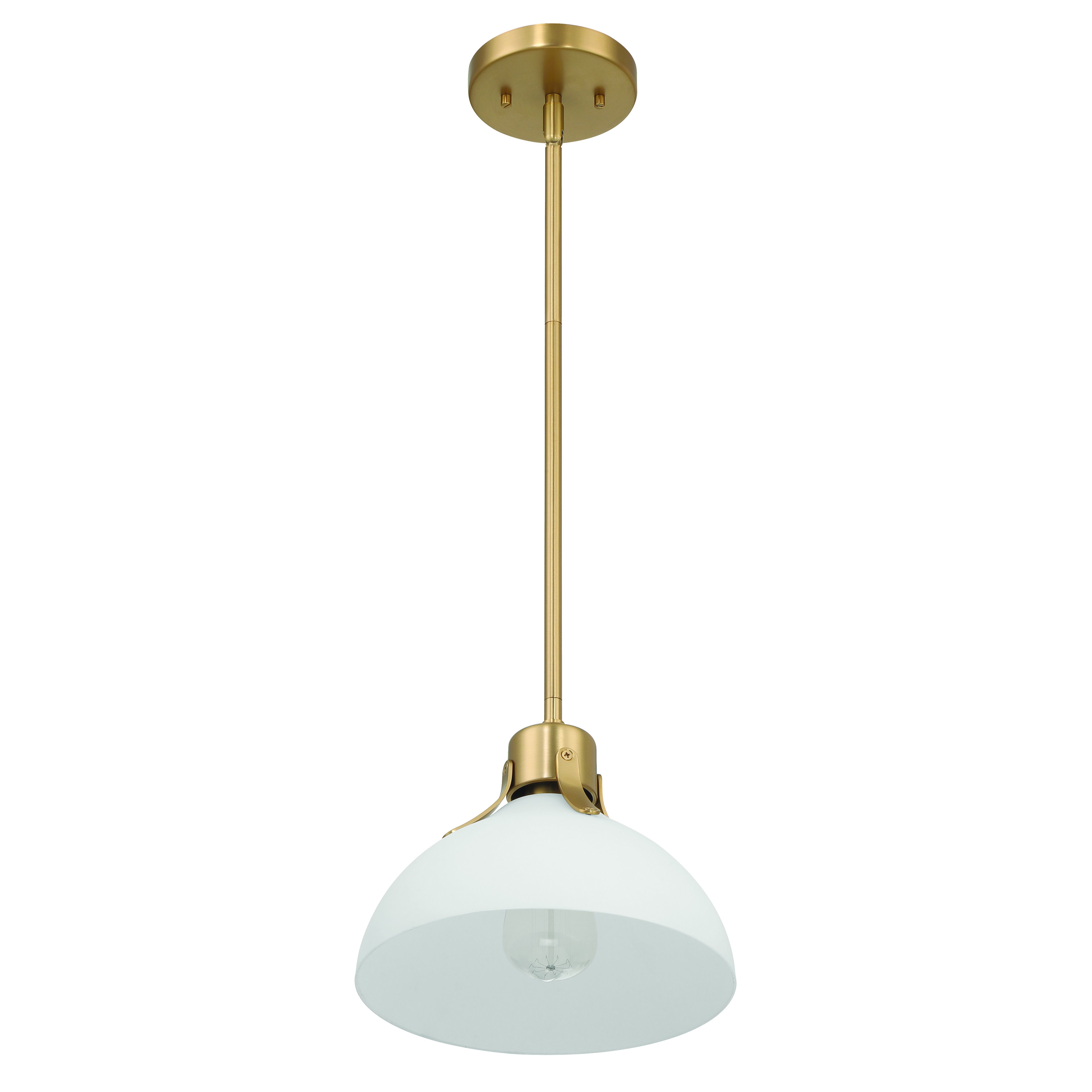 Delano - Industrial Metal and Etched Glass Ceiling Light, Gold and White - Image 0
