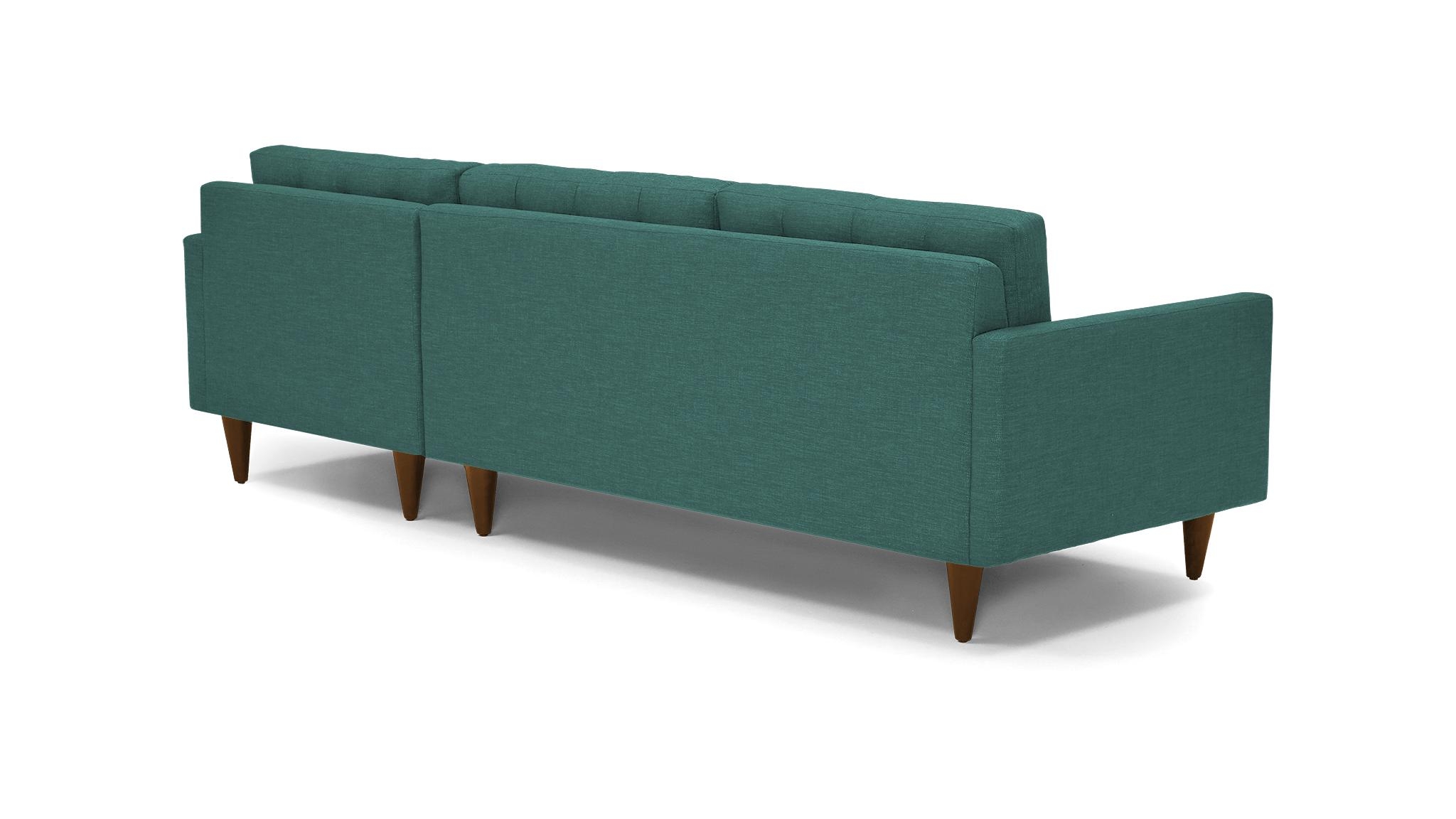 Blue Eliot Mid Century Modern Sectional - Prime Peacock - Mocha - Right - Image 3